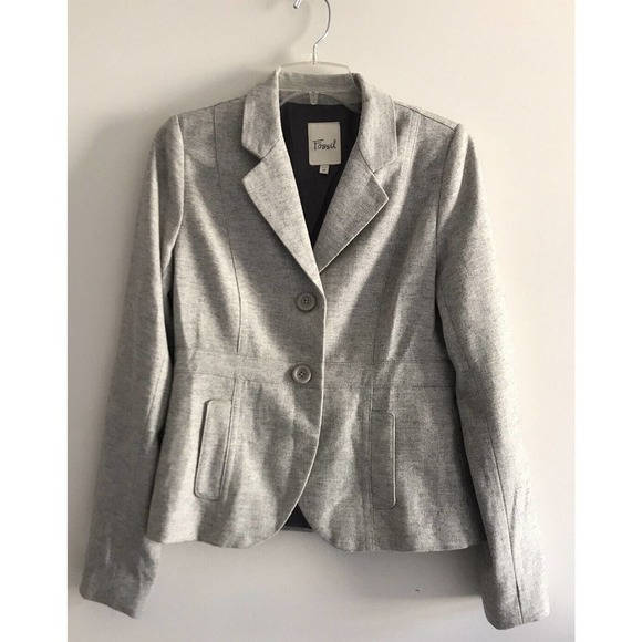 Fossil | Women's Size M Medium Gray Wool Long Sleeve Front Button Blazer - Picture 4 of 12